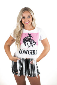 "Long Live Cowgirl" Fringe Graphic Tee