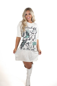 "Raised In The West" Graphic T Shirt Dress
