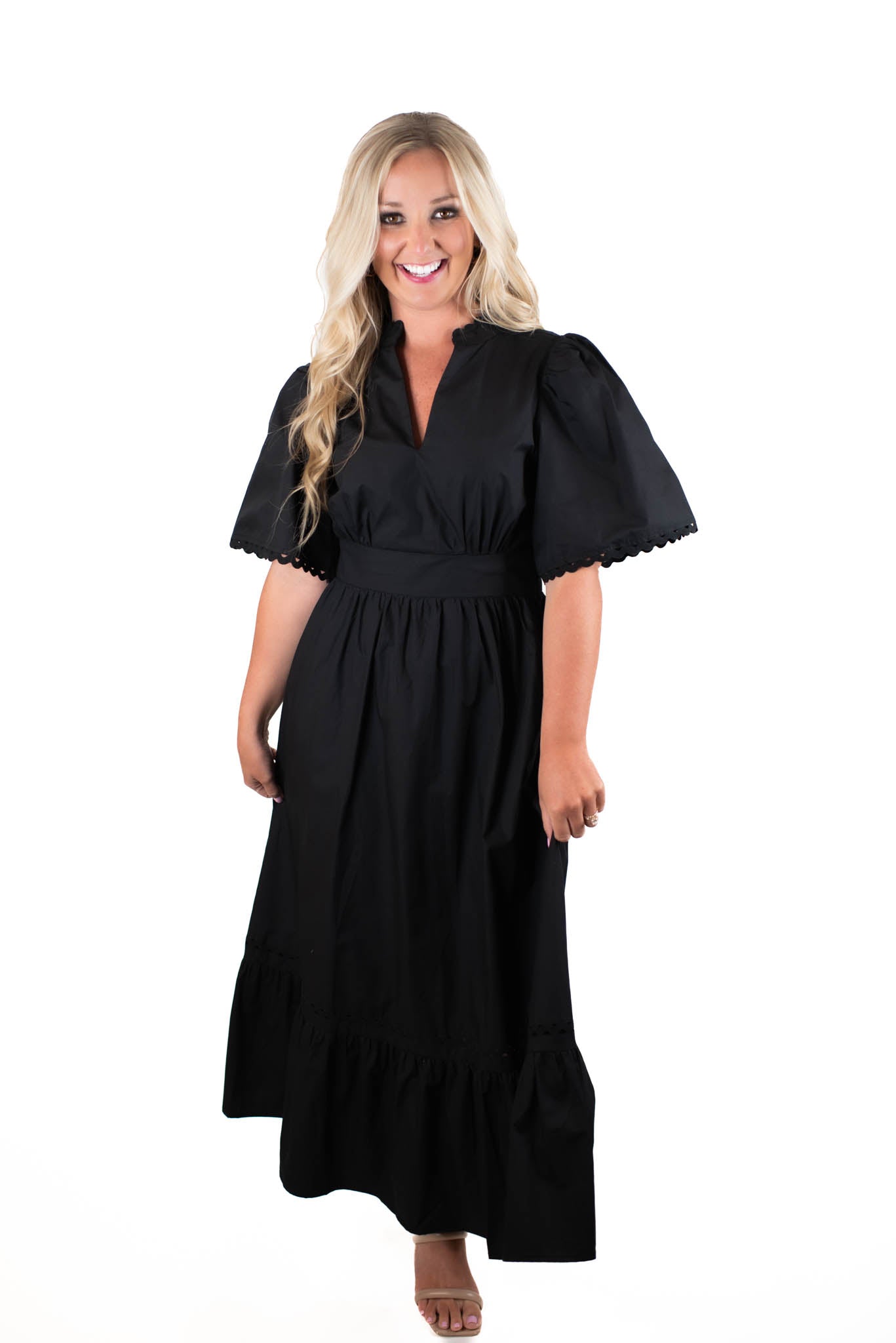 Run Away Black Poplin Midi Dress