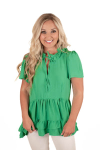 No Complaints Emerald Green Babydoll Top