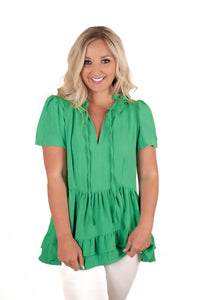 No Complaints Emerald Green Babydoll Top