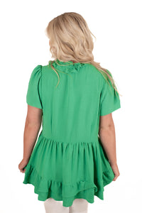 No Complaints Emerald Green Babydoll Top