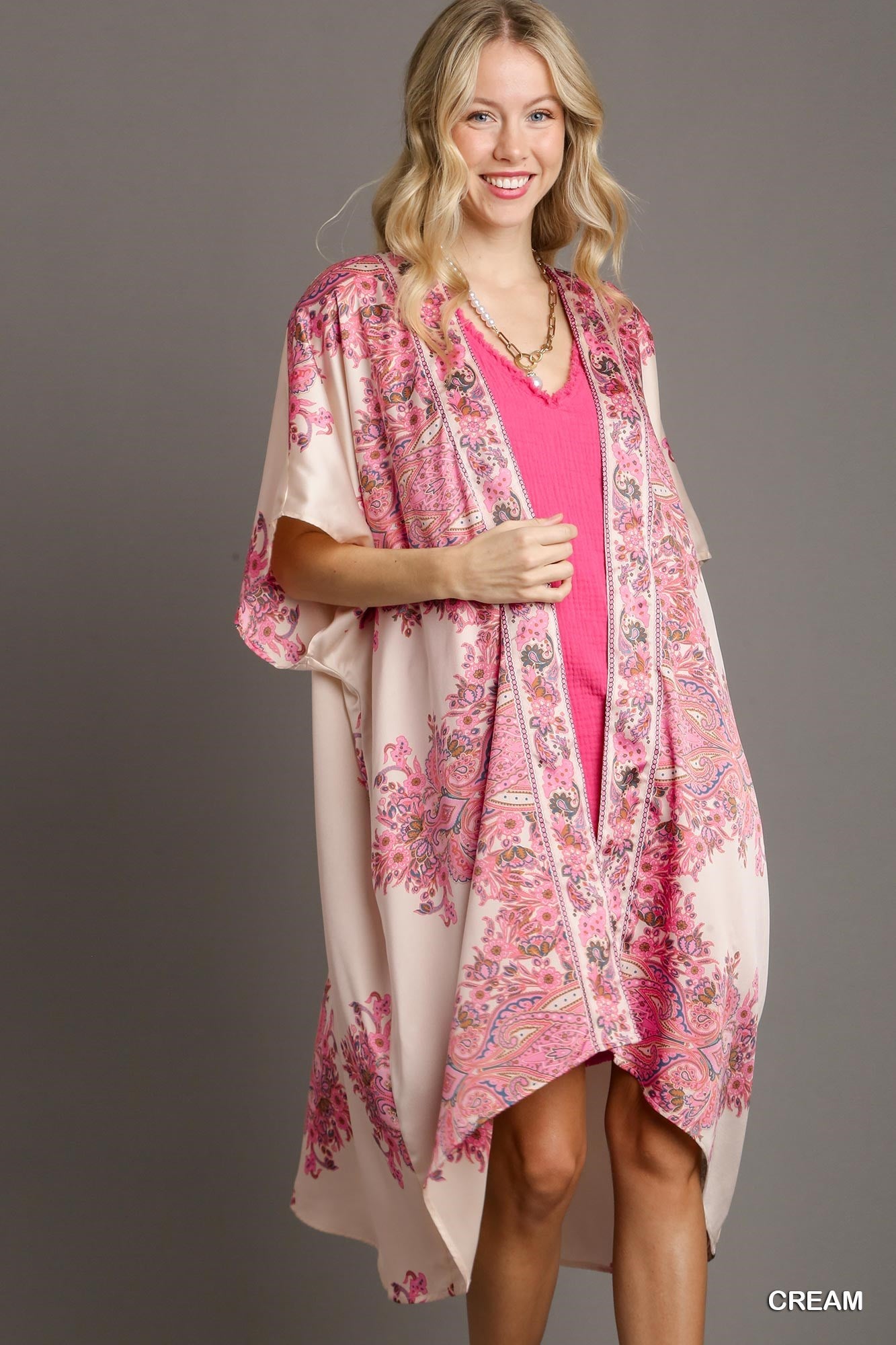 Fearless & Free Satin Printed Kimono