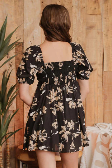 Black Floral Mini Dress