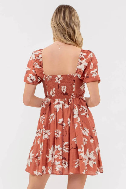 Terracotta Floral Mini Dress