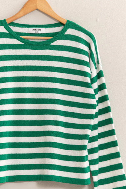 Green/White Striped Sweater