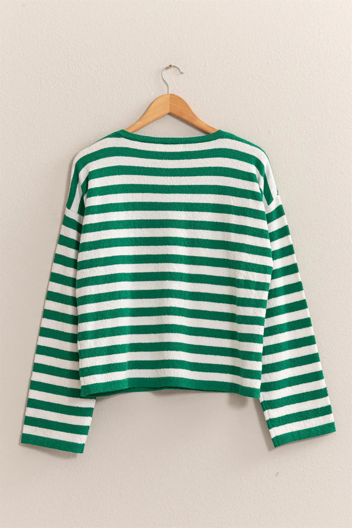 Green/White Striped Sweater