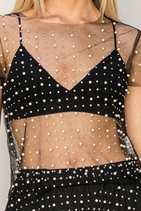 In Trend Black Pearl/Rhinestone Top