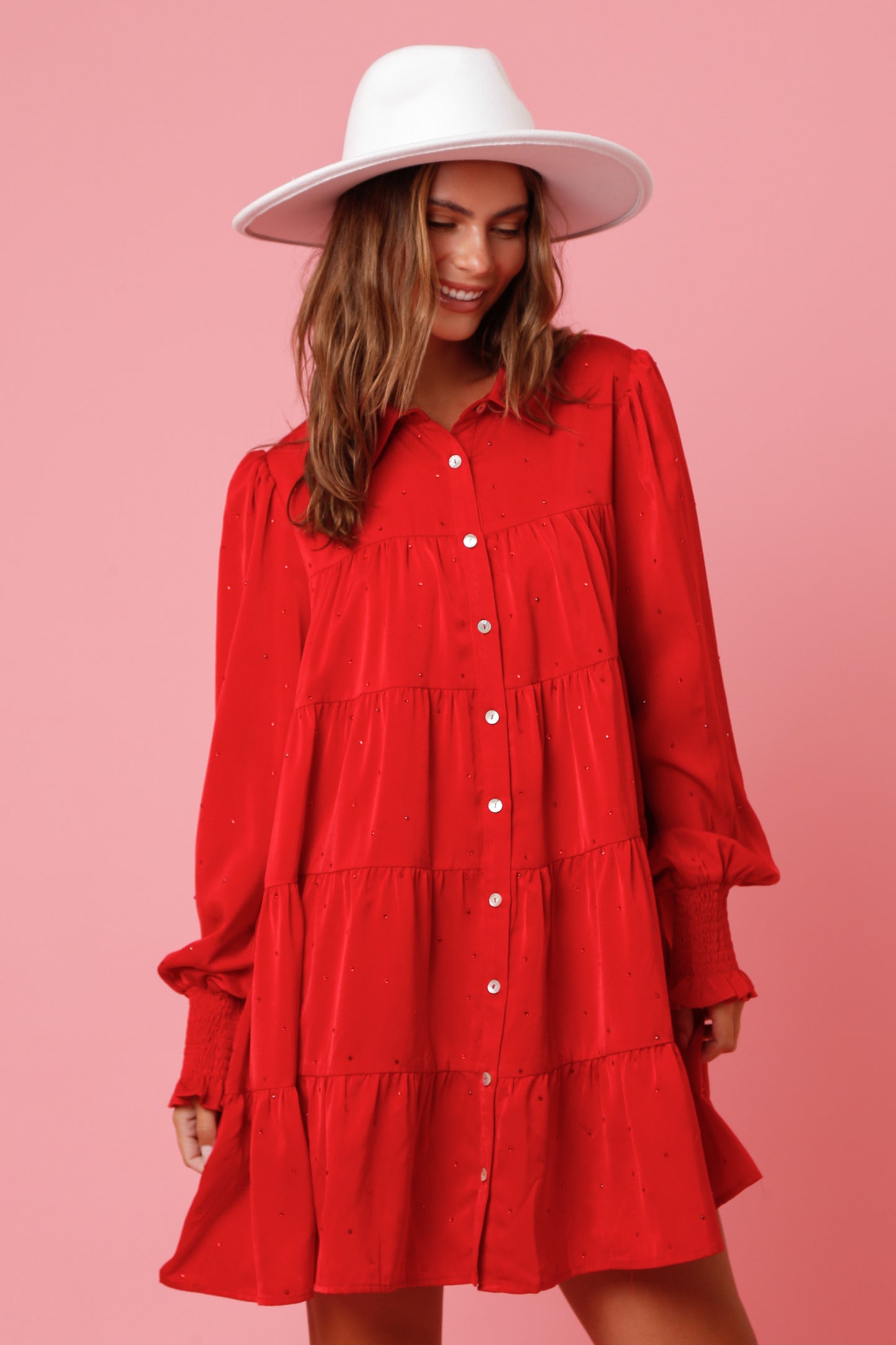 Red Rhinestone Shirt/Dress