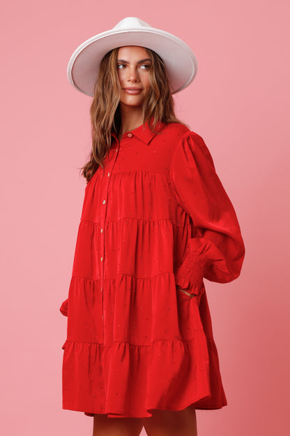 Red Rhinestone Shirt/Dress