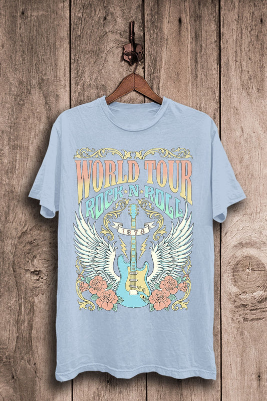 Blue World Tour Rock N Roll Graphic Tee