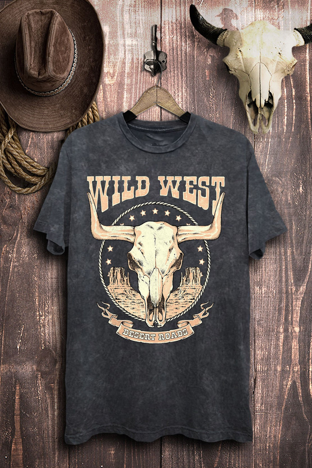 Black Wild West Desert Roads Graphic Tee