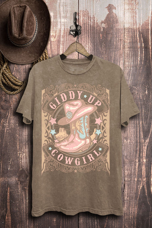 Mocha Giddy Up Cowgirl Graphic Tee