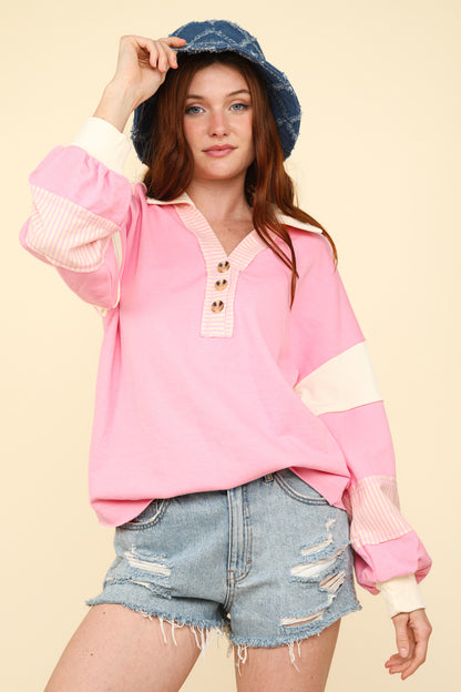 Pink Color Block Top