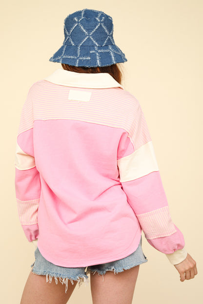 Pink Color Block Top