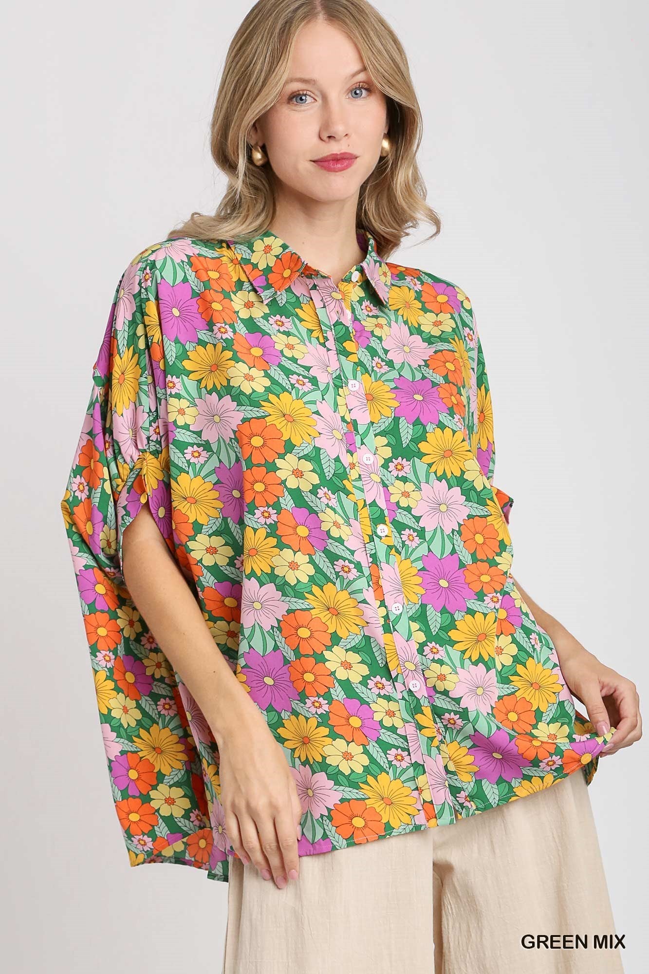 Be Authentic Floral Button Down Top