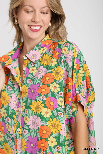 Be Authentic Floral Button Down Top