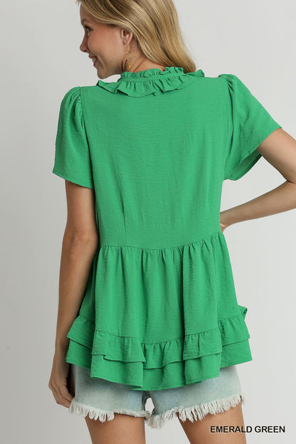 No Complaints Emerald Green Babydoll Top