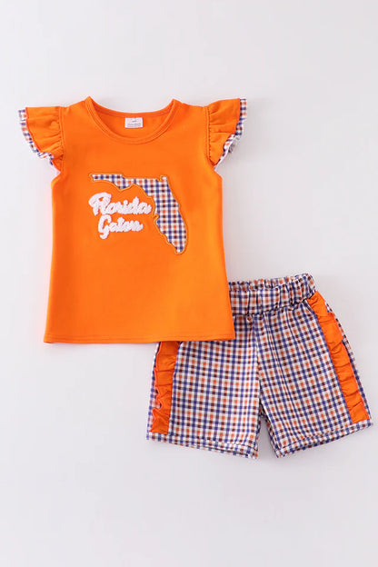 Florida Gator French Knot Ruffle Girls Set