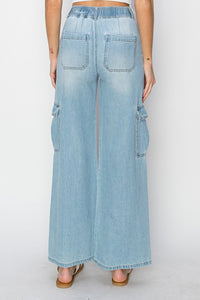 High Rise Wide Leg Cargo Jeans