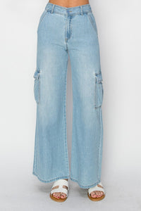 High Rise Wide Leg Cargo Jeans