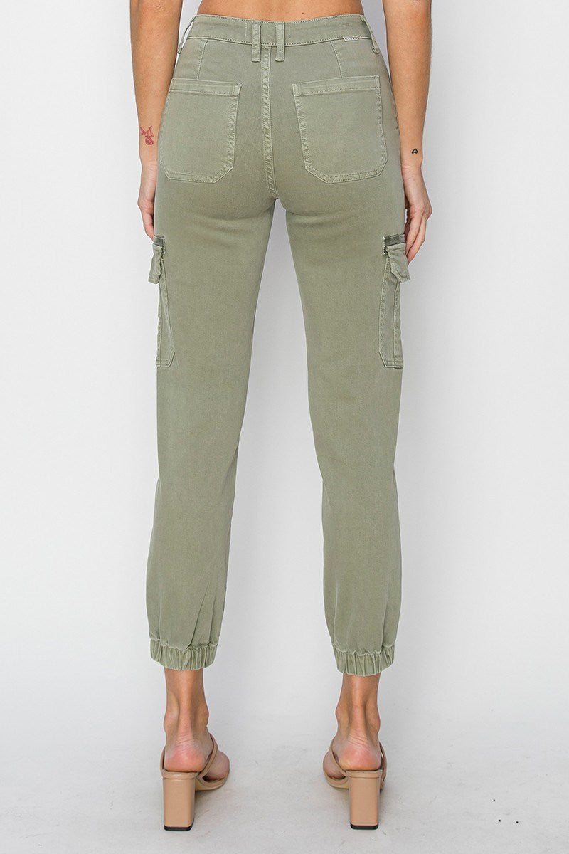 Olive High Rise Cargo Jogger Pants