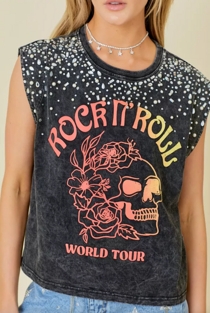 Rock N Roll Rhinestone/Pearl Top