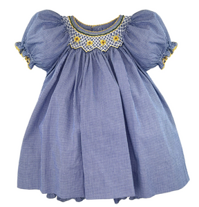 Navy Floral Smocked Dress