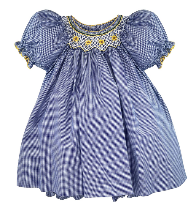 Navy Floral Smocked Dress