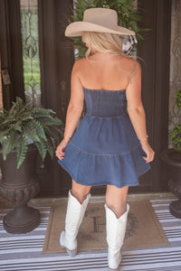 Country Roads Denim Strapless Dress