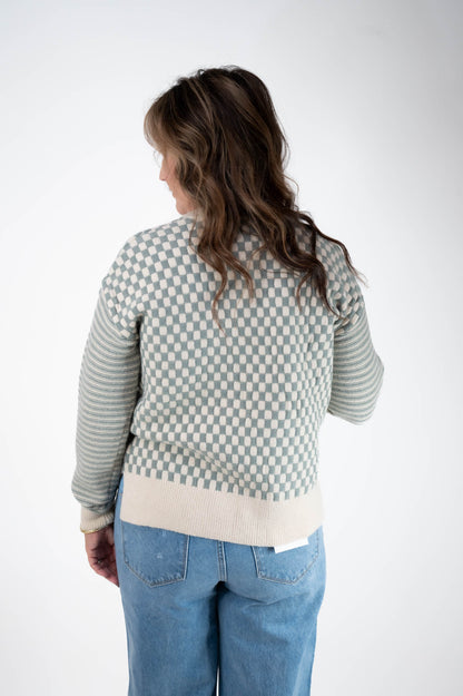 Sage Checkered Sweater