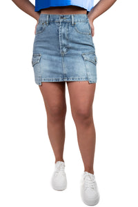 On Your Radar Cargo Denim Skirt