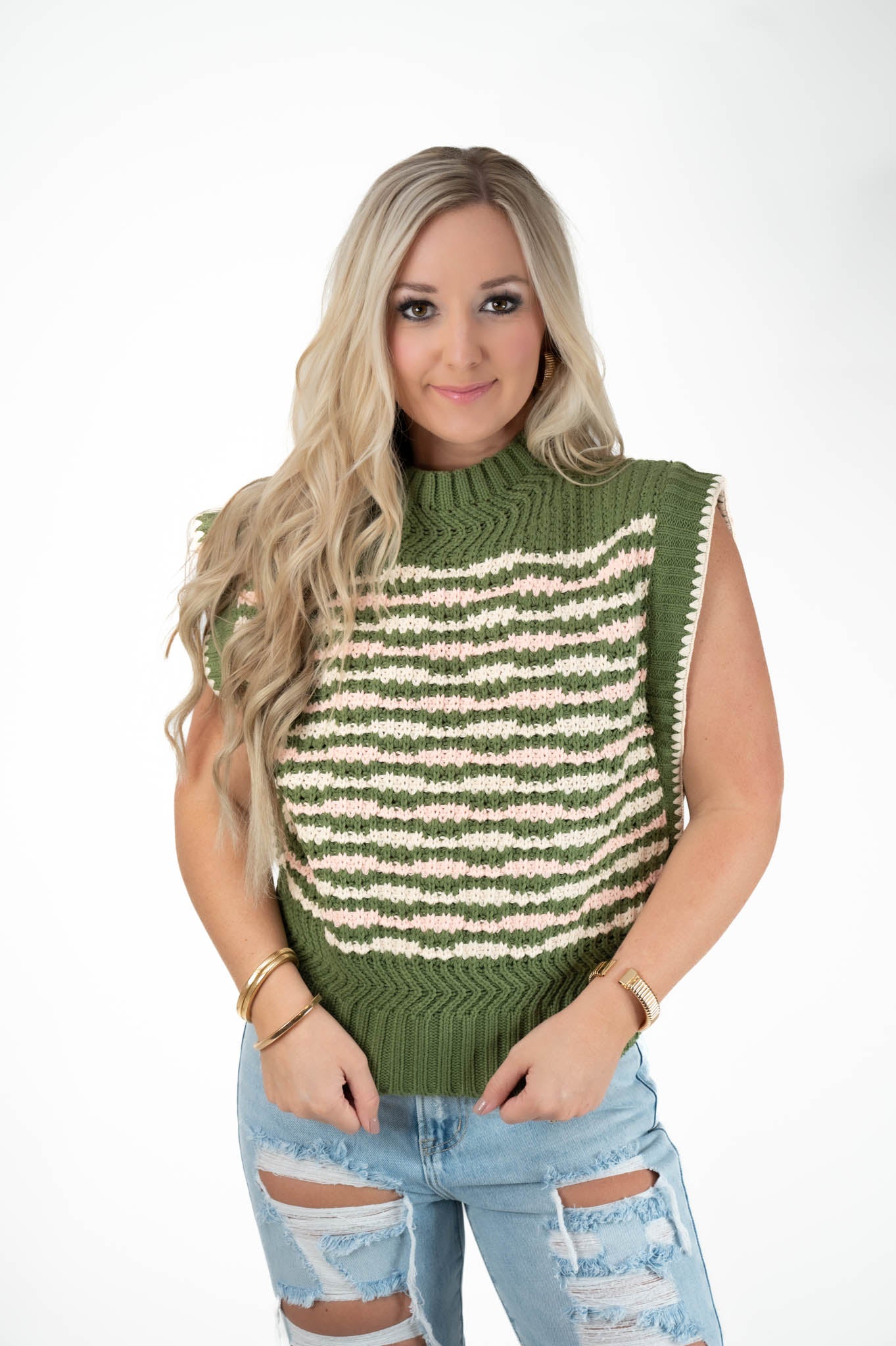 Olive Knit Sweater Vest