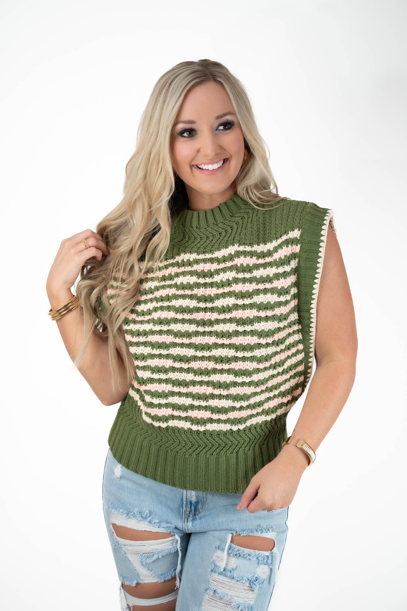 Olive Knit Sweater Vest