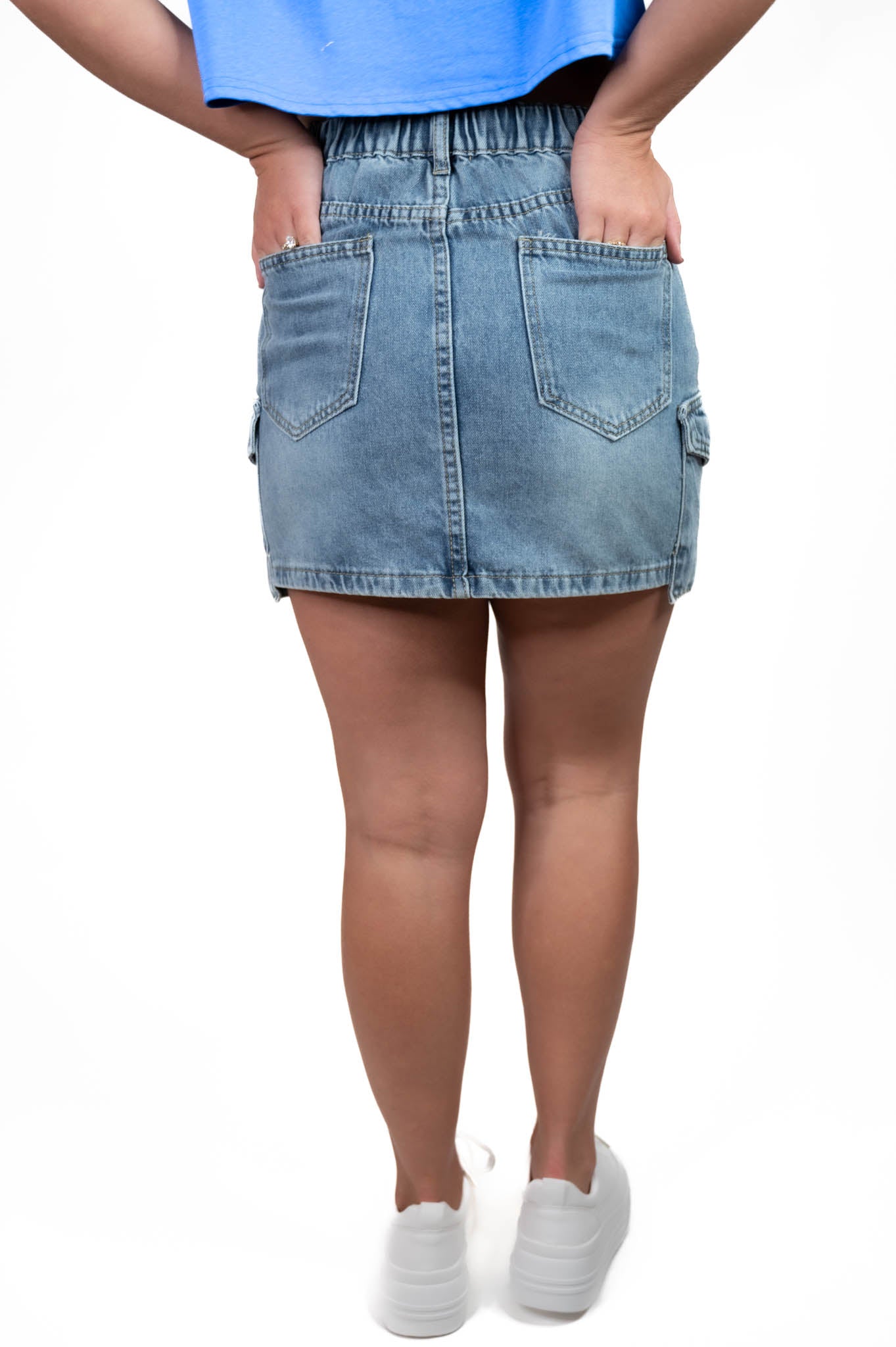 On Your Radar Cargo Denim Skirt