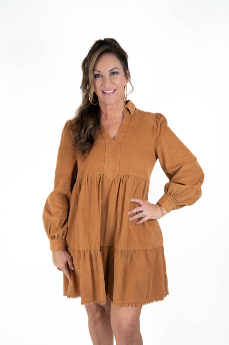 Camel Corduroy Dress