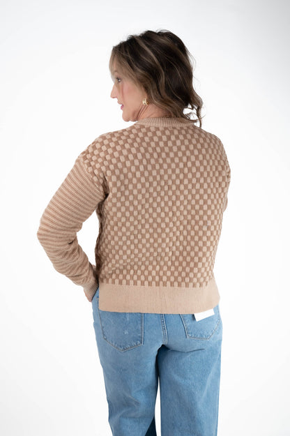 Taupe Checkered Sweater