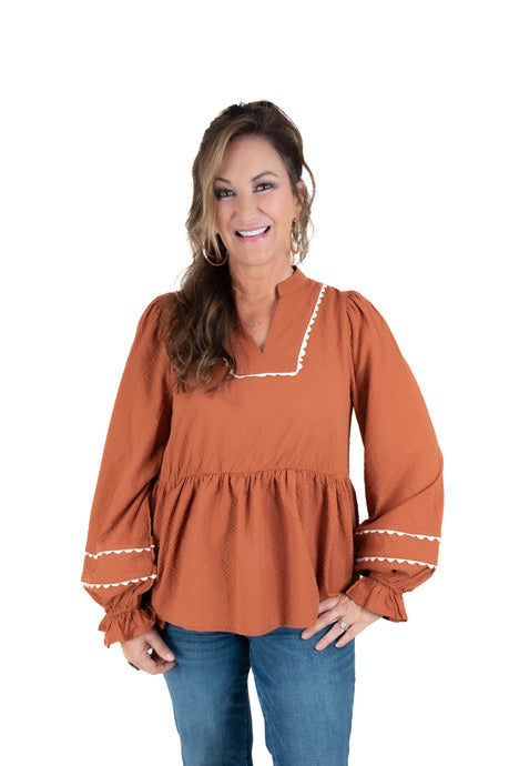 Toffee Textured Babydoll Top