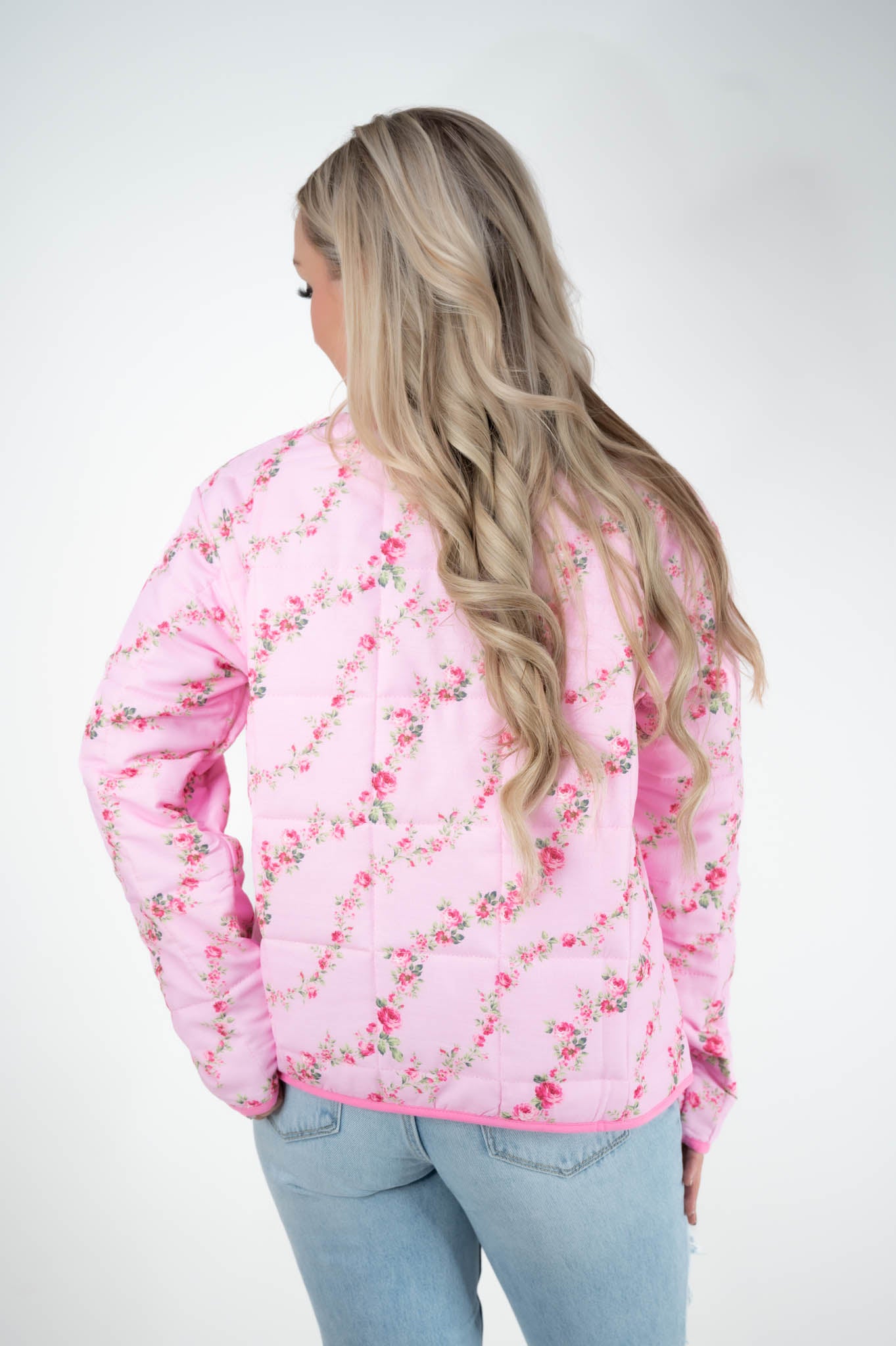 Pink Floral Quilted Jacket