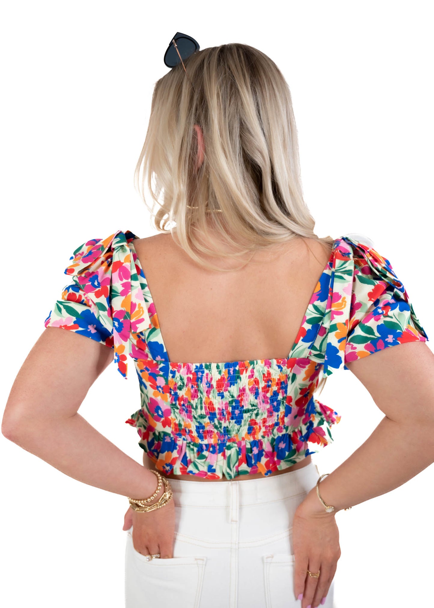 Floral Flutter Ruffled Crop Top