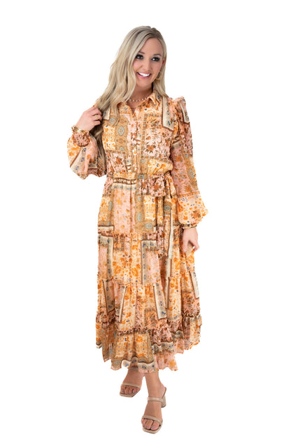 Patchwork Print Boho Maxi Dress