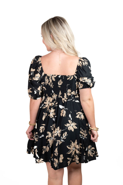 Black Floral Mini Dress