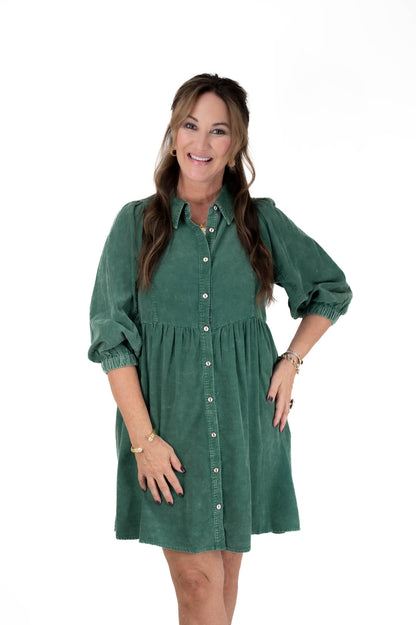 Green Corduroy Dress