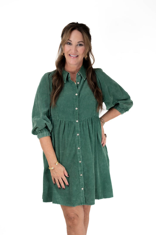 Green Corduroy Dress