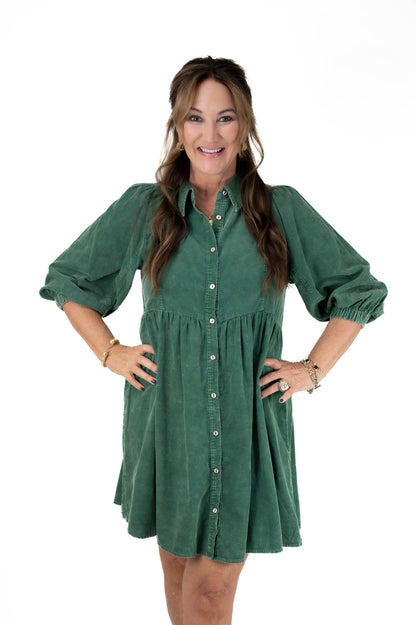 Green Corduroy Dress