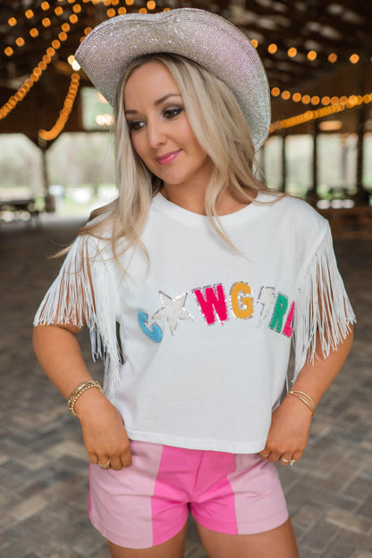 Cowgirl Patch Fringe Top