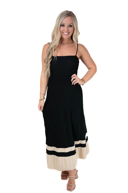 Black/Taupe Two Tone Maxi Dress