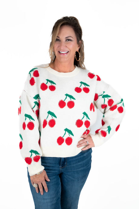 Ivory Cherry Sweater