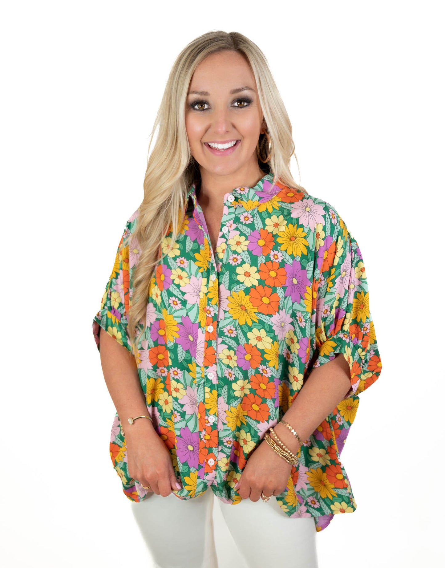 Be Authentic Floral Button Down Top