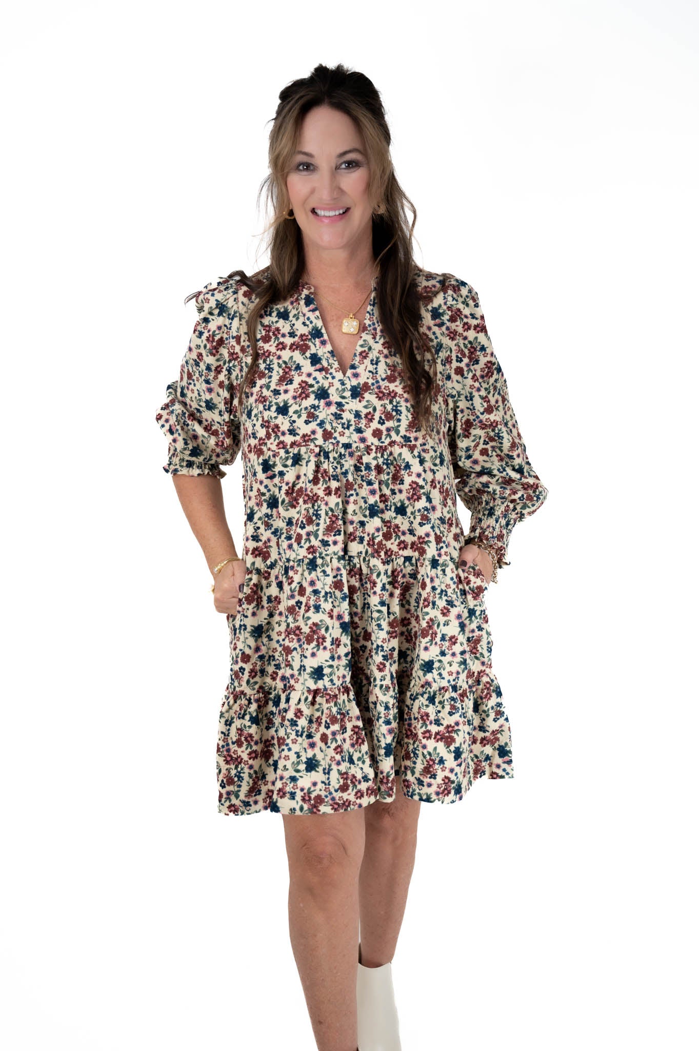 Floral Corduroy Dress